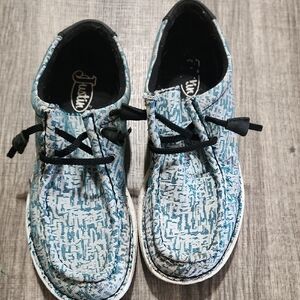 Justin Boots Womens Blue and Black Patterned Loafers